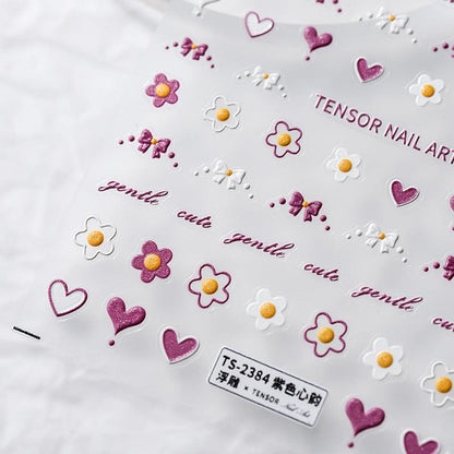 Tensor Nail Art Stickers Embossed Flower Heart Sticker Decals TS2383 - Nail MAD