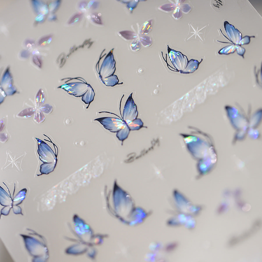 NailMAD Nail Art Stickers Adhesive Slider Blue Butterfly Sticker Decals M320 - Nail MAD