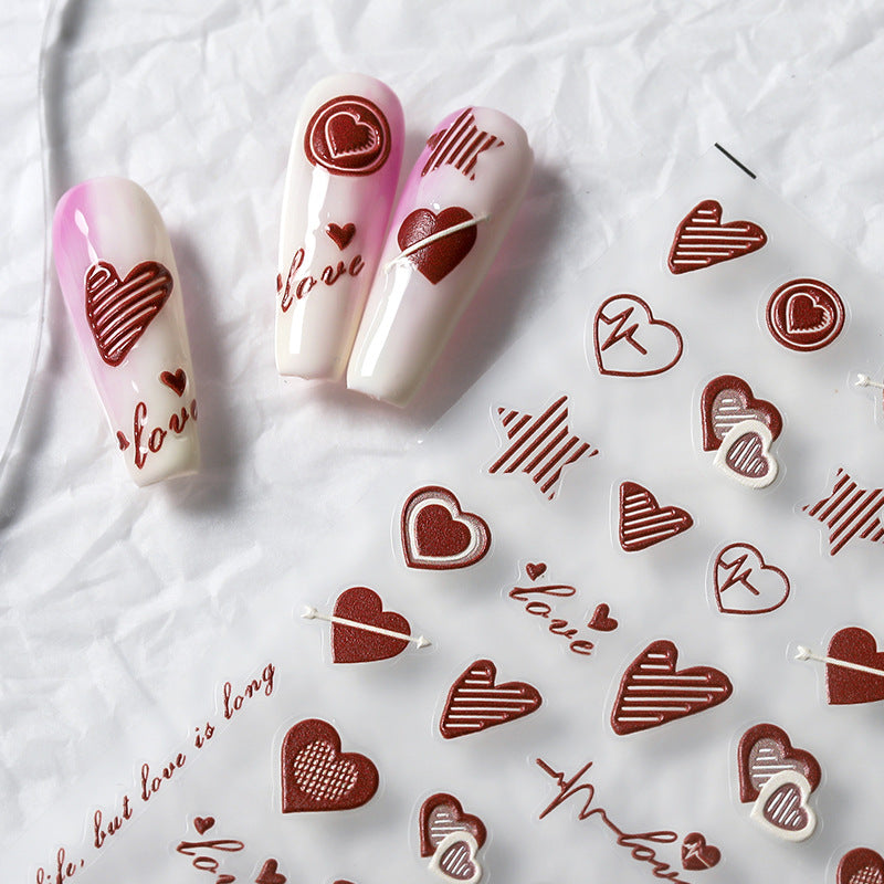 Tensor Nail Art Stickers Embossed Love Heart Sticker Decals TS2401 - Nail MAD