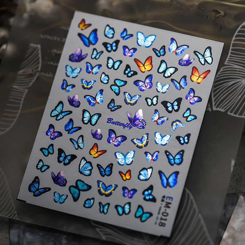 NailMAD Nail Art Stickers Adhesive Slider Metal Color Butterfly Sticker Decals EM018 - Nail MAD