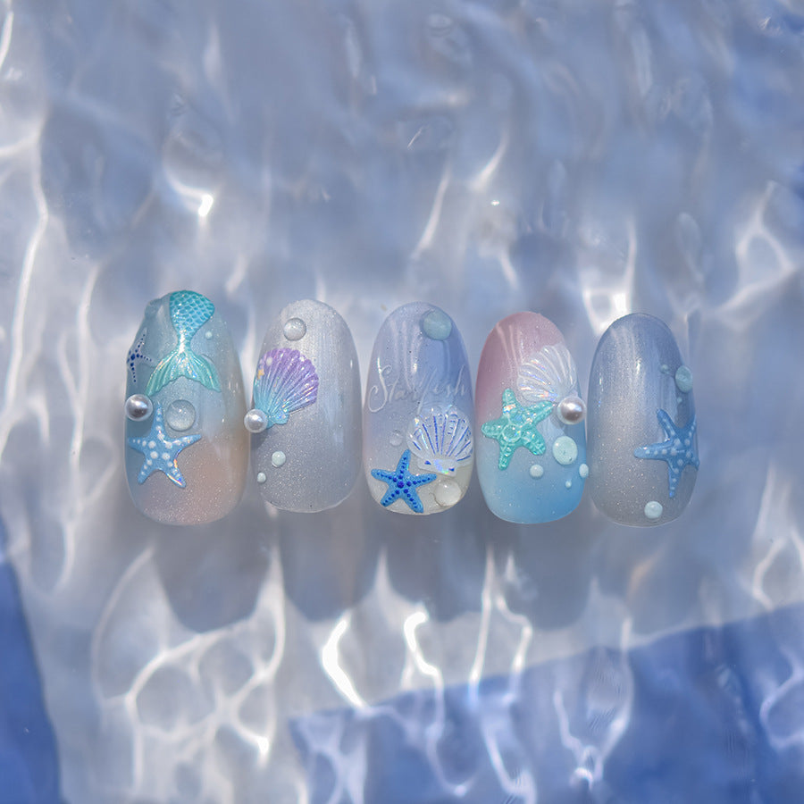 NailMAD Mermaid Nail Art Stickers Adhesive 5D Embossed Starfish Sticker Decals to4097