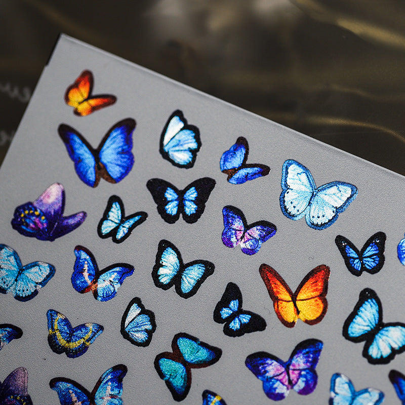 NailMAD Nail Art Stickers Adhesive Slider Metal Color Butterfly Sticker Decals EM018 - Nail MAD