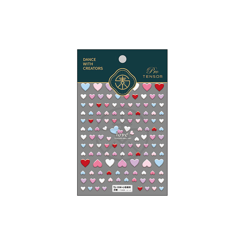 Tensor Nail Art Stickers Embossed Love Heart Sticker Decals TS1507 - Nail MAD