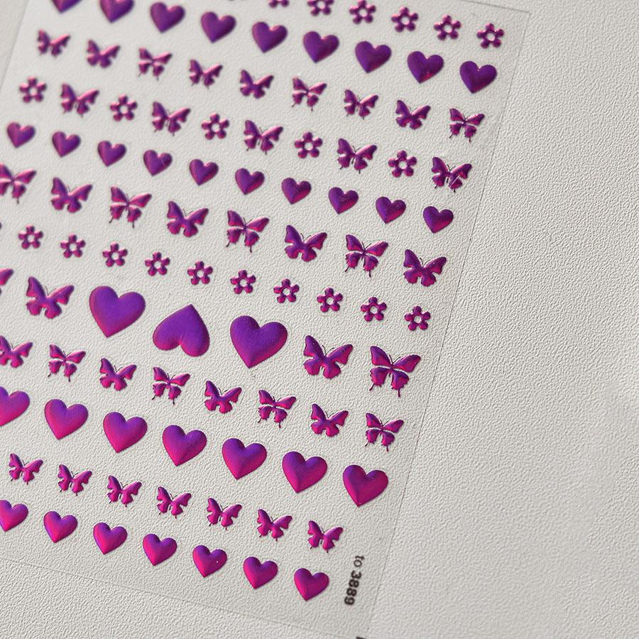 Laser Love Nail Art Stickers Adhesive Embossed Shiny Heart Sticker Decals for Valentine's Day