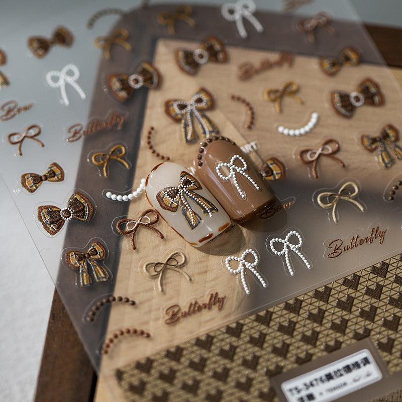 NailMAD Nail Art Stickers Adhesive Slider Embossed Chocolate Bowknot Sticker Decals TS3475 - Nail MAD