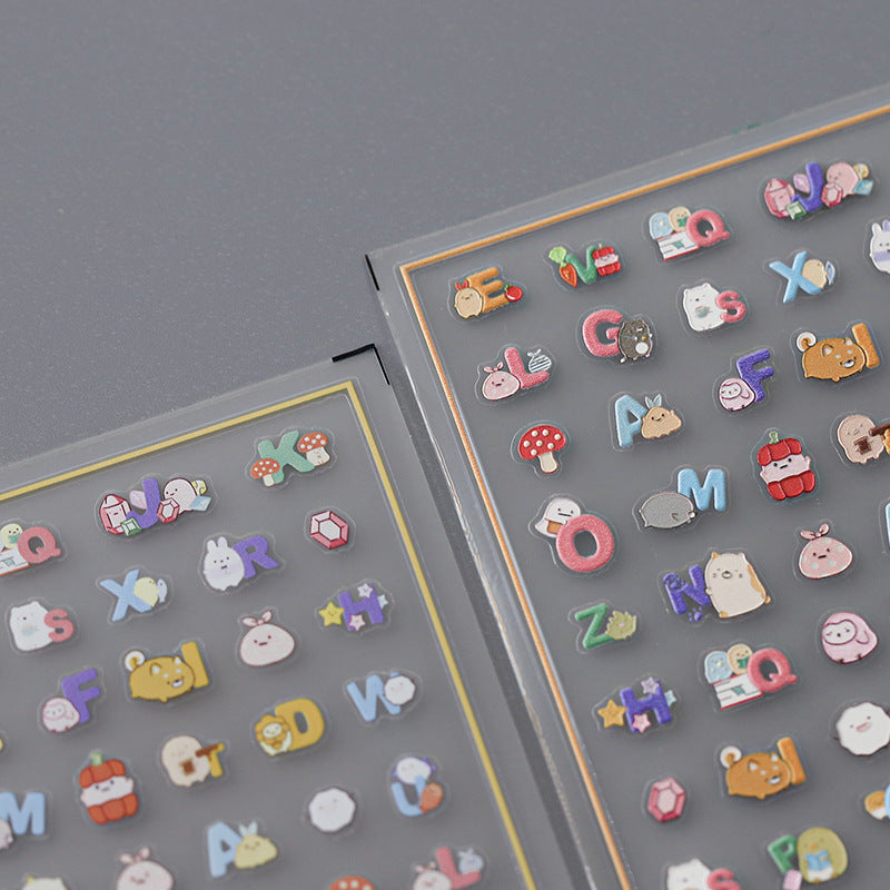 NailMAD Nail Art Stickers Adhesive Slider Cartoon Alphabet Embossed Sticker Decals - Nail MAD