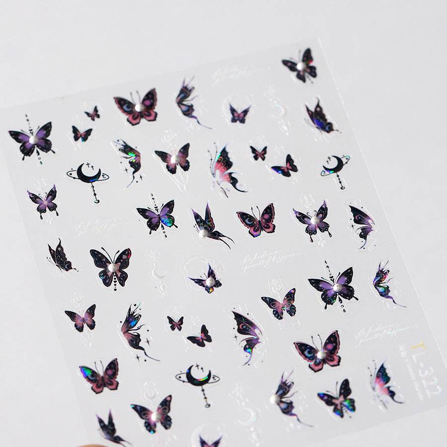 Butterfly Nail Art Stickers Adhesive Embossed Sticker Decals TL322 - Nail MAD