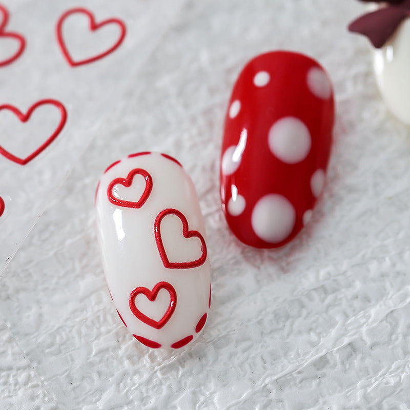 Tensor Nail Art Stickers Love Heart Embossed Sticker Decals - Nail MAD