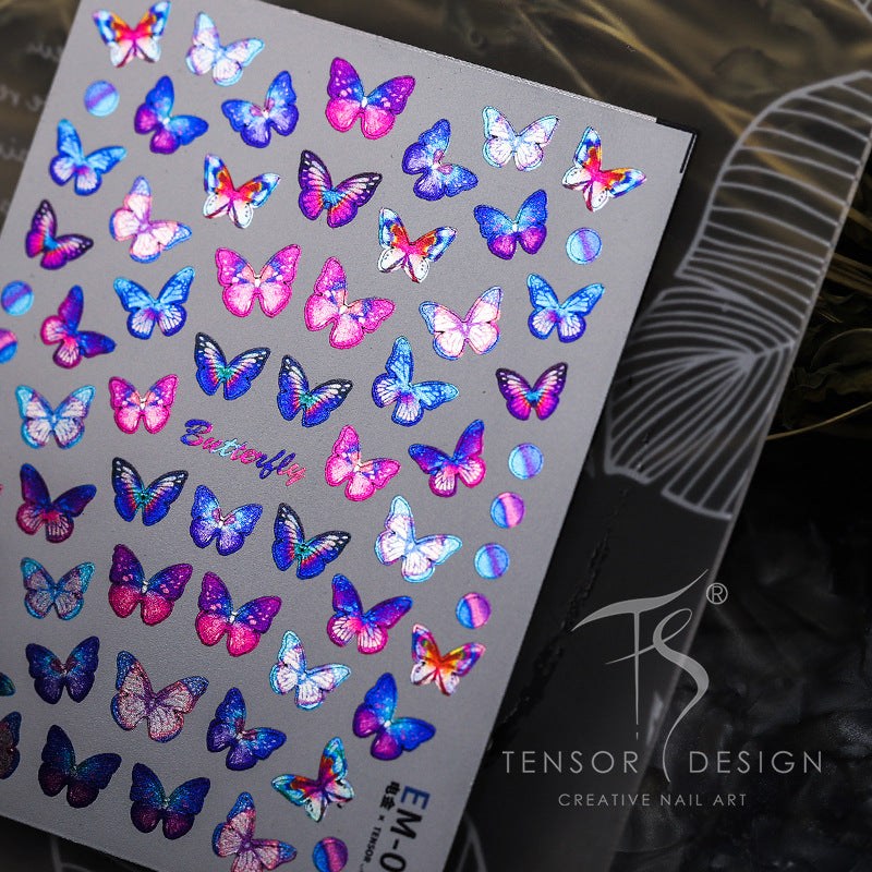 Tensor Nail Art Stickers Metal Effect Butterfly Sticker Decals EM009 - Nail MAD