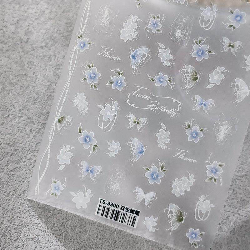 Nail Art Stickers Adhesive Slider Butterfly Flower Embossed Sticker Decals - Nail MAD
