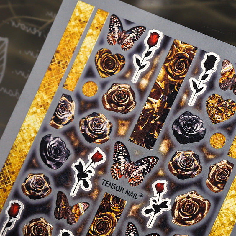 Tensor Nail Art Stickers Gold Rose Sticker Decals EM014 - Nail MAD