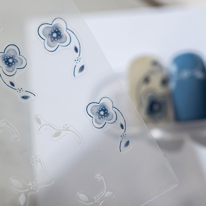 Tensor Nail Art Stickers Blue Flower Sticker Decals - Nail MAD