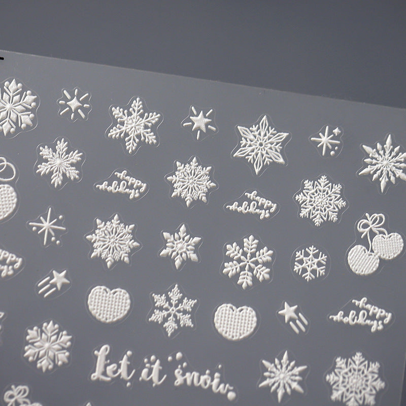 Tensor Nail Art Stickers Winter Snowflake Embossed Sticker Decals - Nail MAD