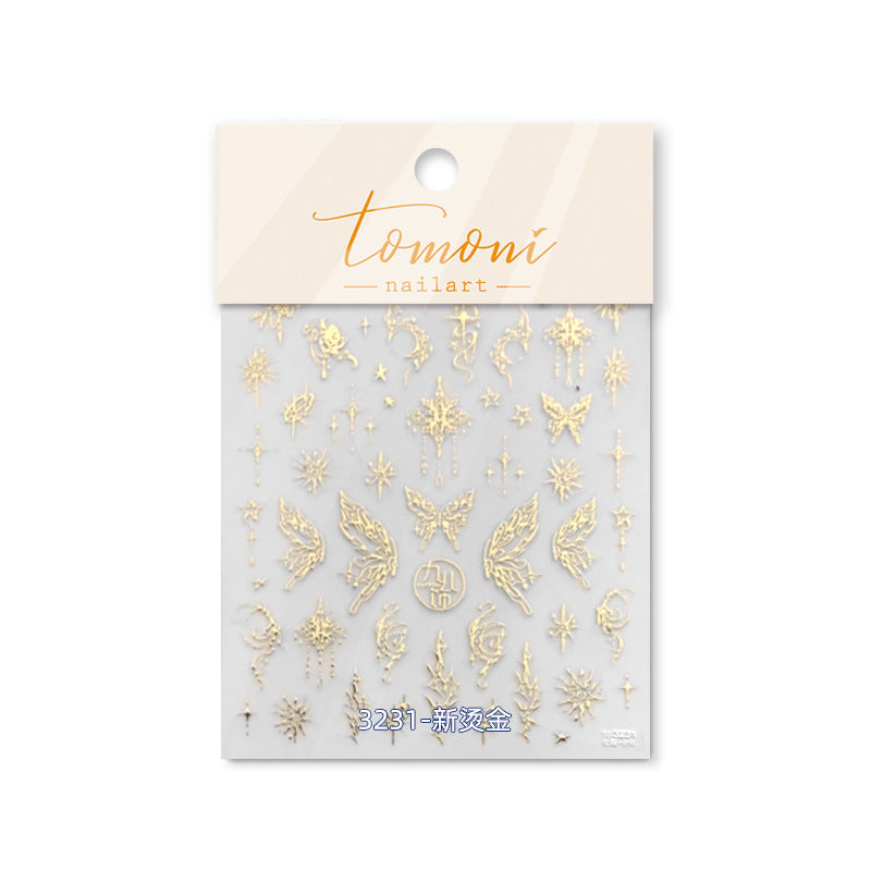 NailMAD Gold Lace Nail Art Stickers Adhesive Embossed Butterfly Wings Sticker Decals to3231