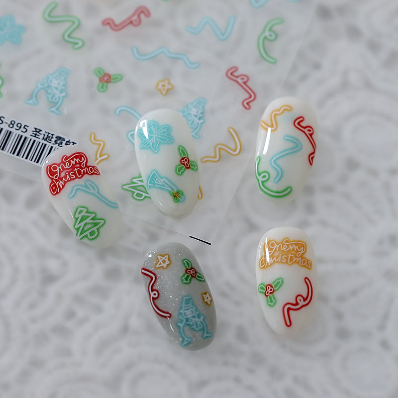 Tensor Nail Sticker Christmas Tree Neon 3D Adhesive Decals TS895 - Nail MAD