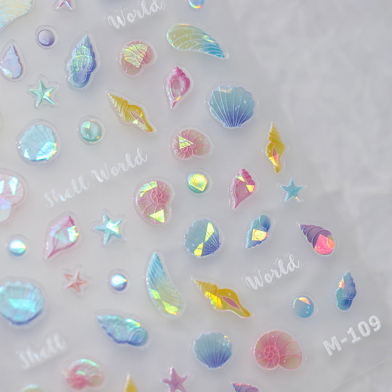 Tensor Nail Art Stickers Shiny Shell Embossed Sticker Decals - Nail MAD