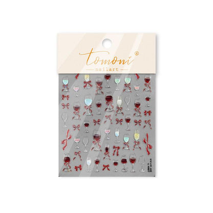 Red Wine Nail Art Stickers Shiny Glass of Wines Nail Sticker Decals Sparkling Champagne Toast to4907