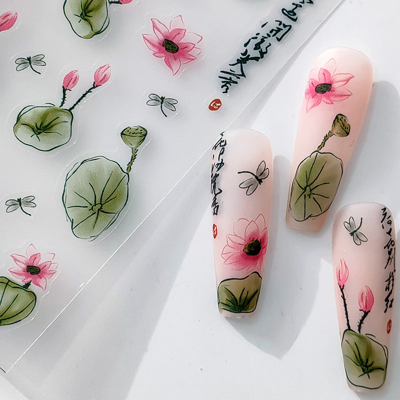 NailMAD Nail Art Stickers Adhesive Slider Lotus Flower Sticker Decals - Nail MAD