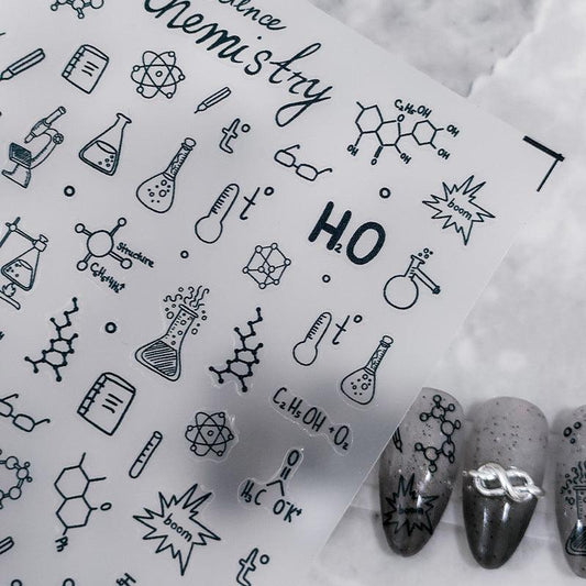 Tensor Nail Art Stickers Embossed Chemistry Symbol Sticker Decals - Nail MAD