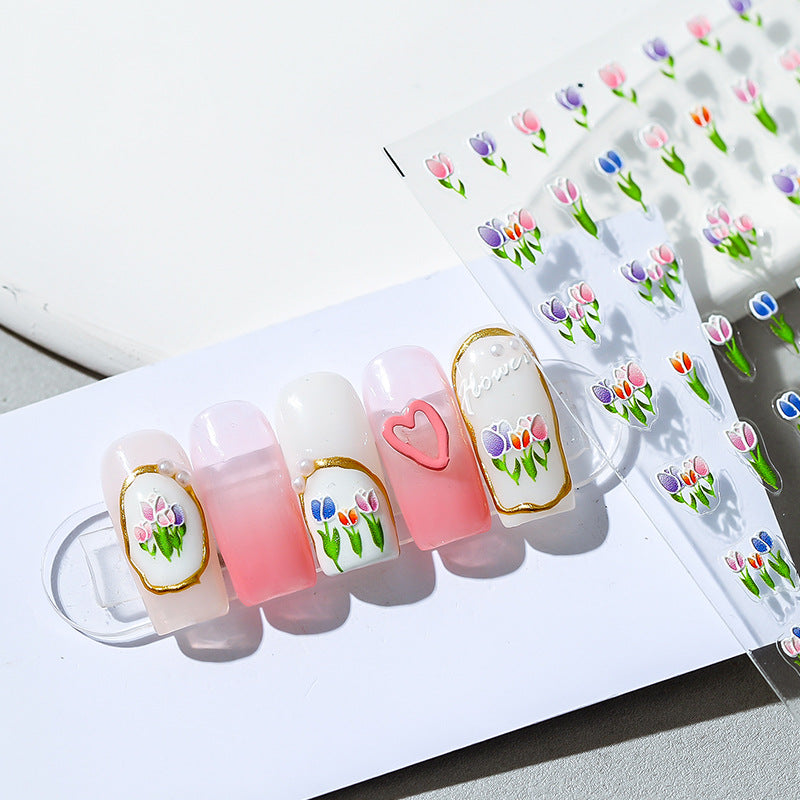 Tensor Nail Stickers Embossed Tulips TS1351 - Nail MAD