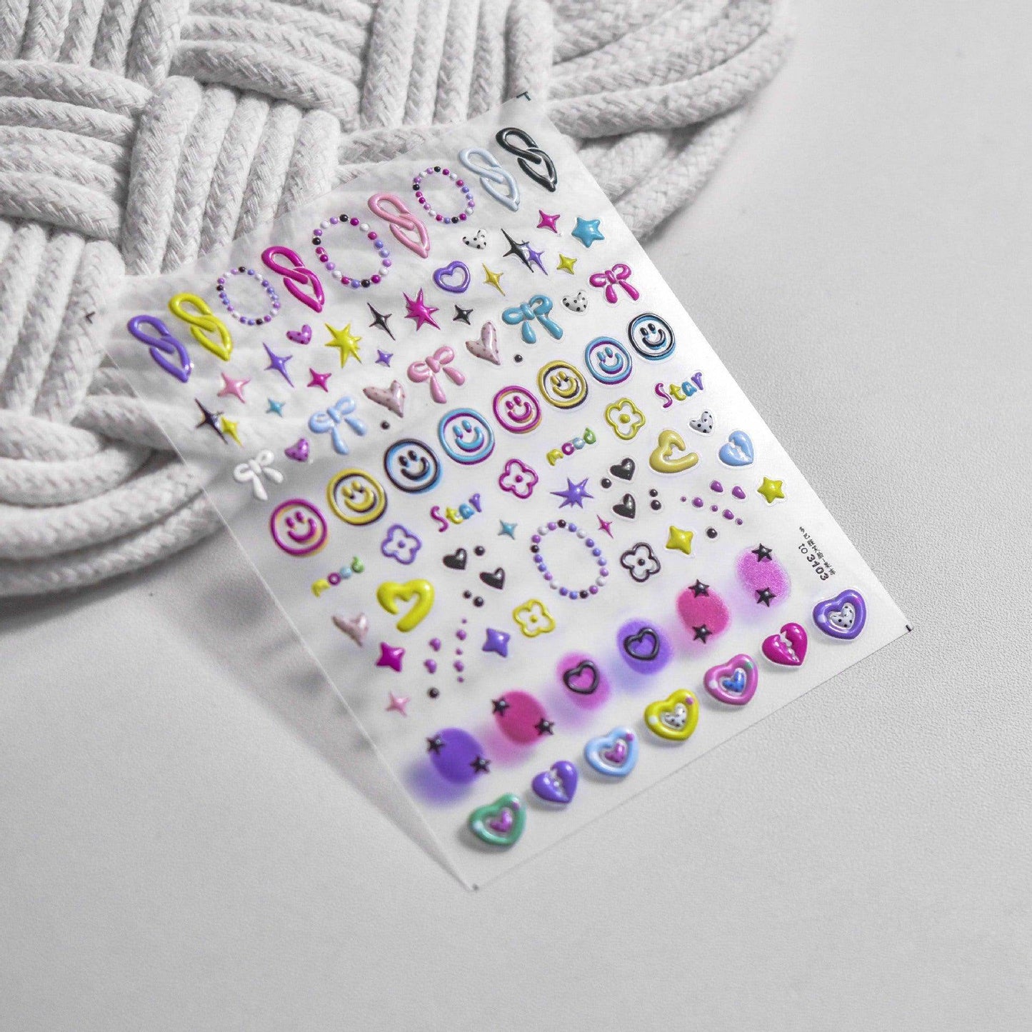Cow Print Nail Art Stickers Adhesive Embossed Cute Bear Bunny Flower Sticker Decals to3054 - Nail MAD
