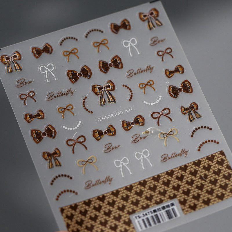 NailMAD Nail Art Stickers Adhesive Slider Embossed Chocolate Bowknot Sticker Decals TS3475 - Nail MAD