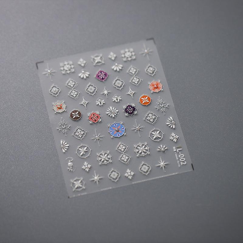 NailMAD Nail Art Stickers Adhesive Slider White Embossed Sticker Decals TL002 - Nail MAD