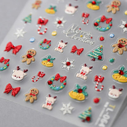 Tensor Nail Art Stickers Christmas Tree Bells Embossed Sticker Decals TL064 - Nail MAD