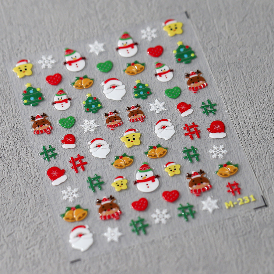NailMAD Nail Art Stickers Adhesive Slider Embossed Xmas Snowman Sticker Decals M231 - Nail MAD