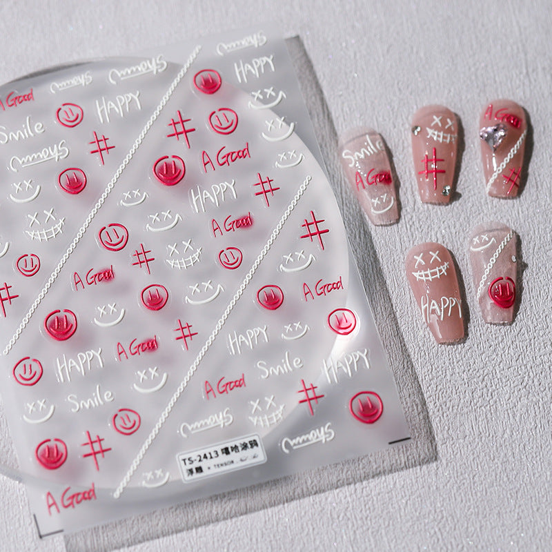 Tensor Nail Art Stickers Embossed Script Sticker Decals TS2413 - Nail MAD