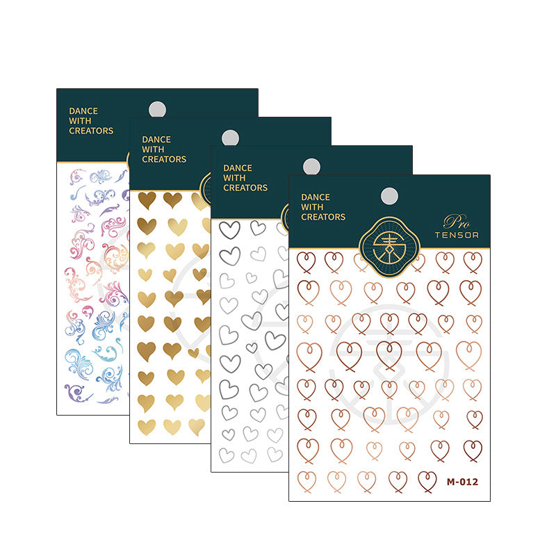 Tensor Nail Art Stickers Metal Colors Love Heart Sticker Decals - Nail MAD