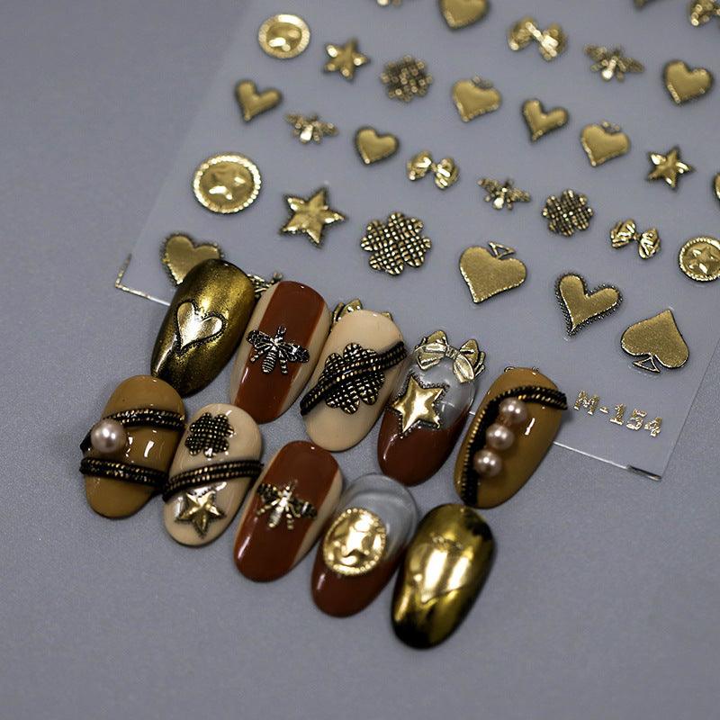 Tensor Nail Art Stickers Retro Gold Metal Embossed Sticker Decals M154 - Nail MAD