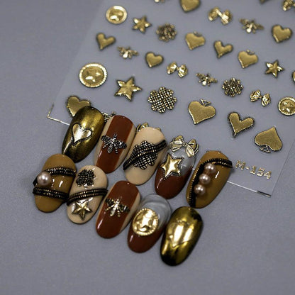 Tensor Nail Art Stickers Retro Gold Metal Embossed Sticker Decals M154 - Nail MAD