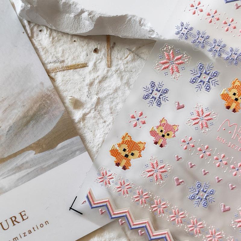 Tensor Nail Art Stickers Cute Fox Embossed Sticker Decals - Nail MAD