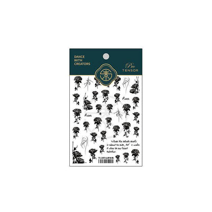 Nail Art Stickers Adhesive Slider Black Rose Sticker Decals - Nail MAD