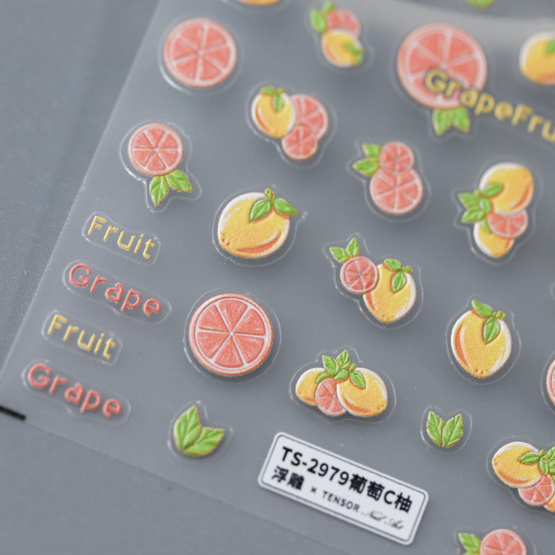 Tensor Nail Art Stickers Grapefruit Embossed Sticker Decals - Nail MAD