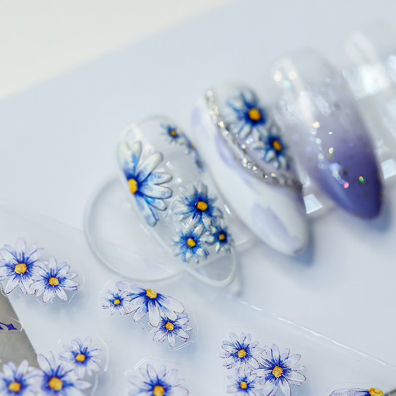 Tensor Nail Art Stickers Blue Daisy Sticker Decals - Nail MAD