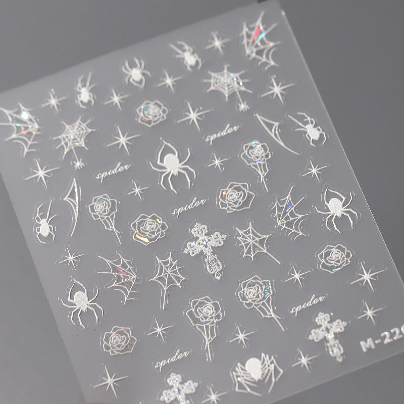 NailMAD Nail Art Stickers Adhesive Slider Embossed Spider Rose Sticker Decals M225 - Nail MAD
