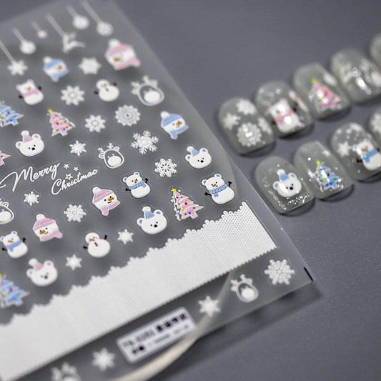 Nail Art Stickers Adhesive Slider Christmas Snowflakes Sticker Decals - Nail MAD