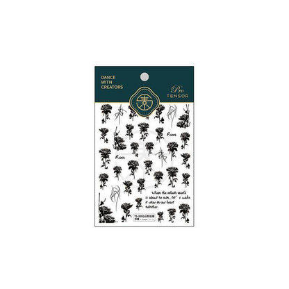 Nail Art Stickers Adhesive Slider Black Rose Sticker Decals - Nail MAD
