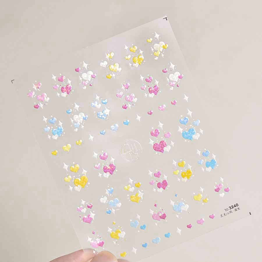 Laser Dots Love Heart Nail Art Stickers Adhesive Embossed Sticker Decals to3240