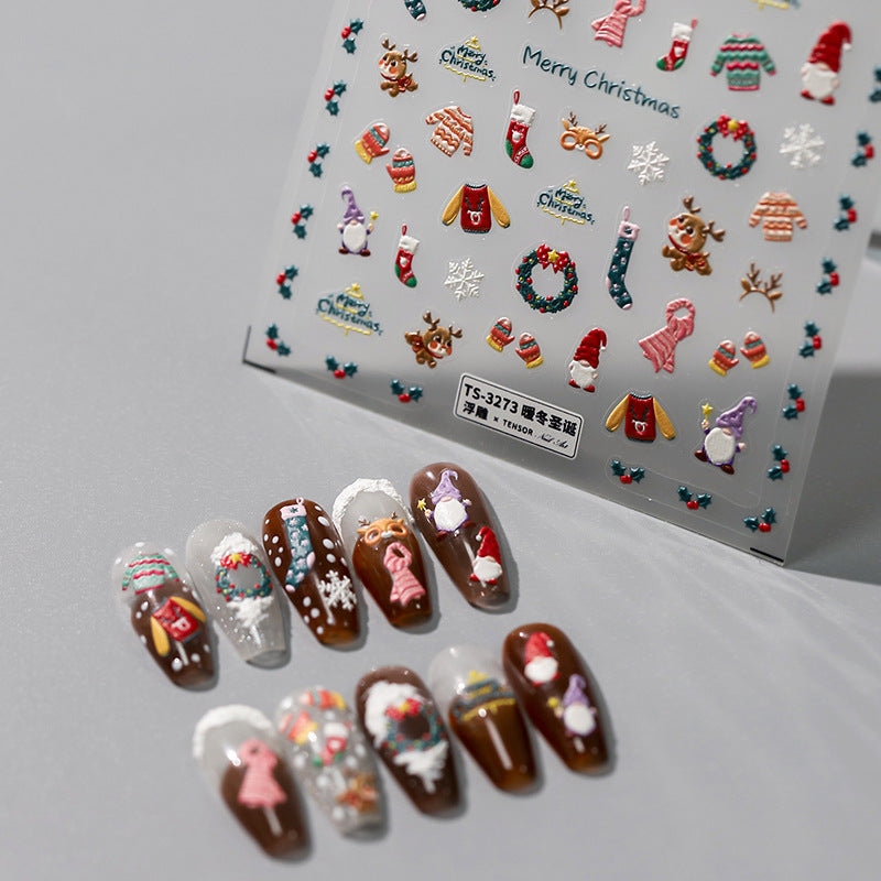 Tensor Nail Art Stickers Snowflakes Christmas Embossed Sticker Decals - Nail MAD