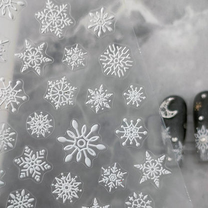 Tensor Nail Art Stickers White Snowflake Sticker Decals - Nail MAD