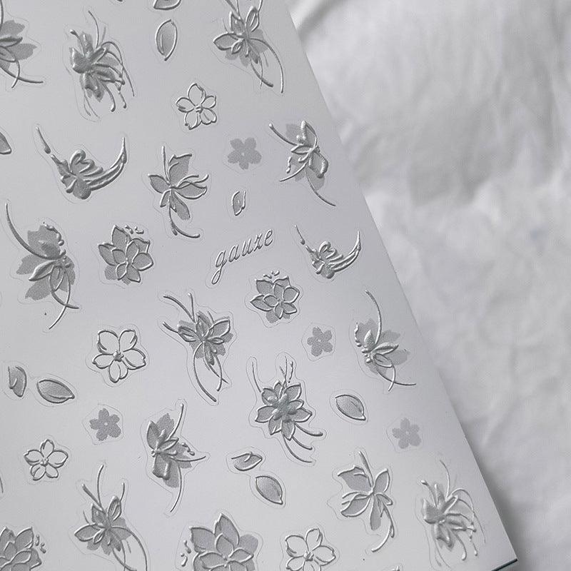 NailMAD Nail Art Stickers Adhesive Slider Embossed Rose Flower Sticker Decals TS3457 - Nail MAD