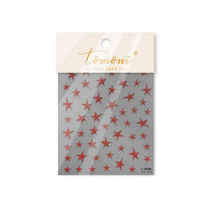 Shiny Star Nail Art Stickers Adhesive Embossed Red Star Sticker Decals to4840