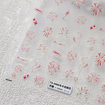 NailMAD Nail Art Stickers Adhesive Slider Embossed Firework Xmas Sticker Decals TS3465 - Nail MAD