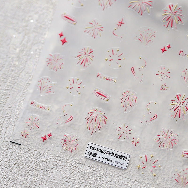 NailMAD Nail Art Stickers Adhesive Slider Embossed Firework Xmas Sticker Decals TS3465 - Nail MAD