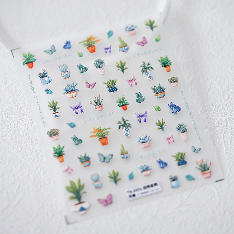 NailMAD Nail Art Stickers Adhesive Slider Embossed Cactus Sticker Decals TS3330 - Nail MAD