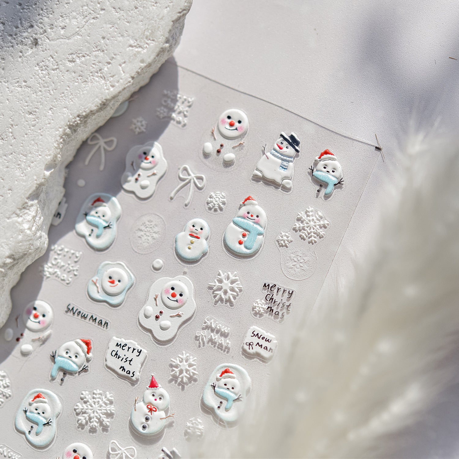 Snowman Nail Art Stickers Adhesive Embossed Xmas Sticker Decals to4760