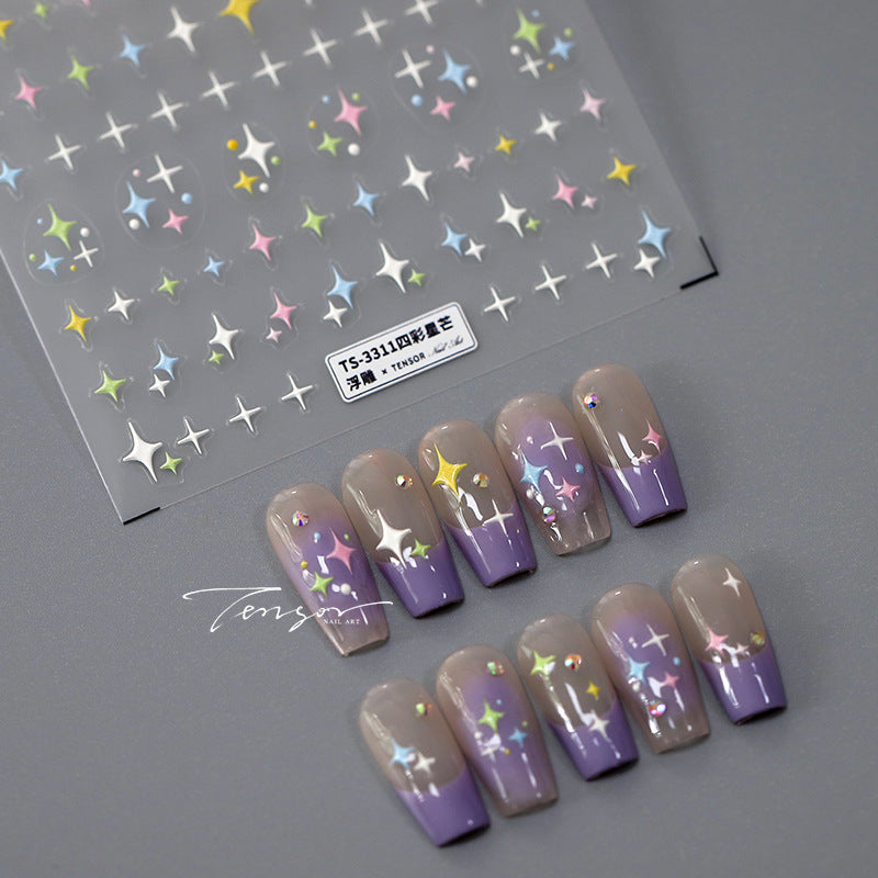 Tensor Nail Stickers Embossed Colorful Stars TS3310 - Nail MAD